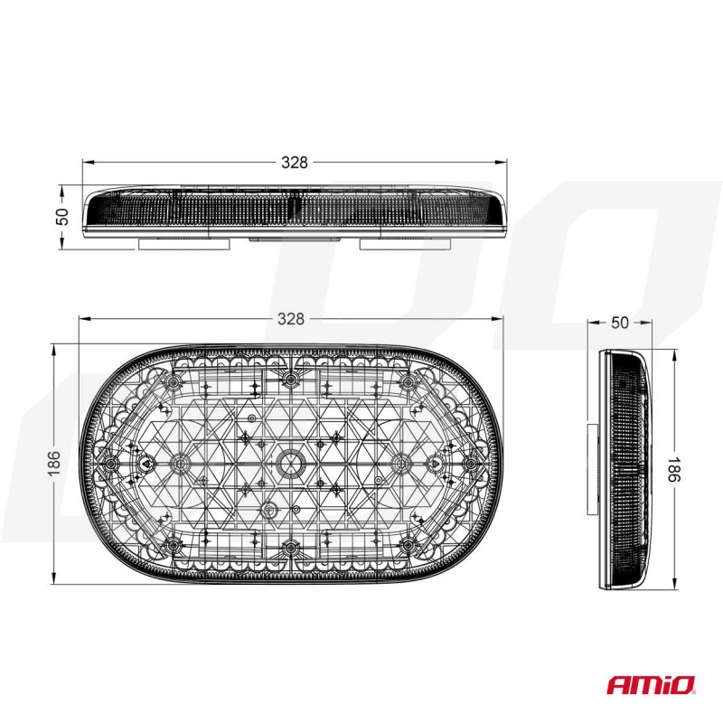 ΦΑΡΟΣ/ΜΠΑΡΑ MINI 12/24V 48SMD LED ΠΟΡΤΟΚΑΛΙ ΜΕ ΦΙΣ ΑΝΑΠΤΗΡΑ & ΜΑΓΝΗΤΙΚΗ ΒΑΣΗ 328x186x50mm ΑΜΙΟ - 1 ΤΕΜ.